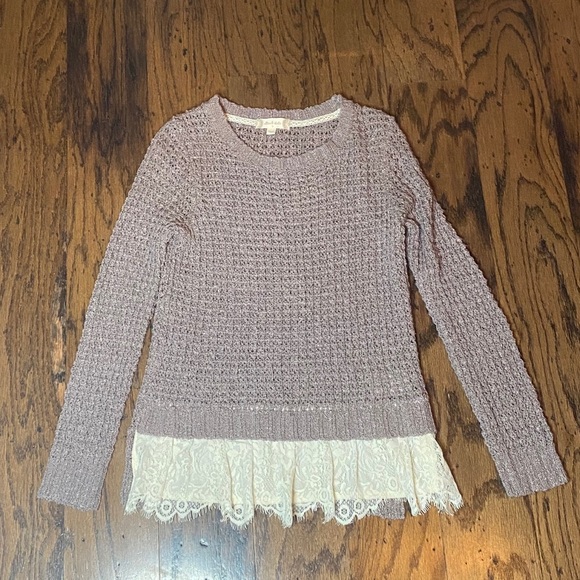 Altar'd State Sweaters - Altar’d state purple lace trimmed sweater size S